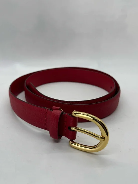 Ralph Lauren women's Charm Crosshatch Leather Belt Burgundy Red Size Small - Picture 3 of 9